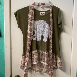 Green Top with design and matching scarf